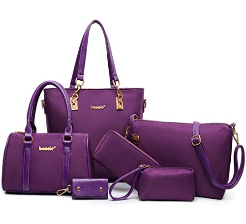 6 Pcs Handbag Set Top Handle Bag, Satchel, Crossbody, Shoulder Bag, Clutch, Coin Purse